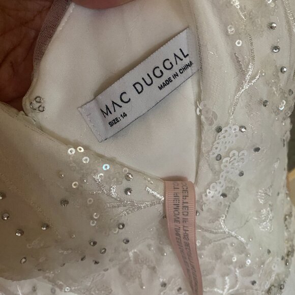 $538 NWT Mac Duggal 79337 Floral Embellished V-Neck Midi Size 14 - Picture 3 of 7